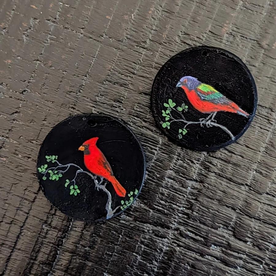 Northern Cardinal and Painted Bunting SKEDALLIONS 