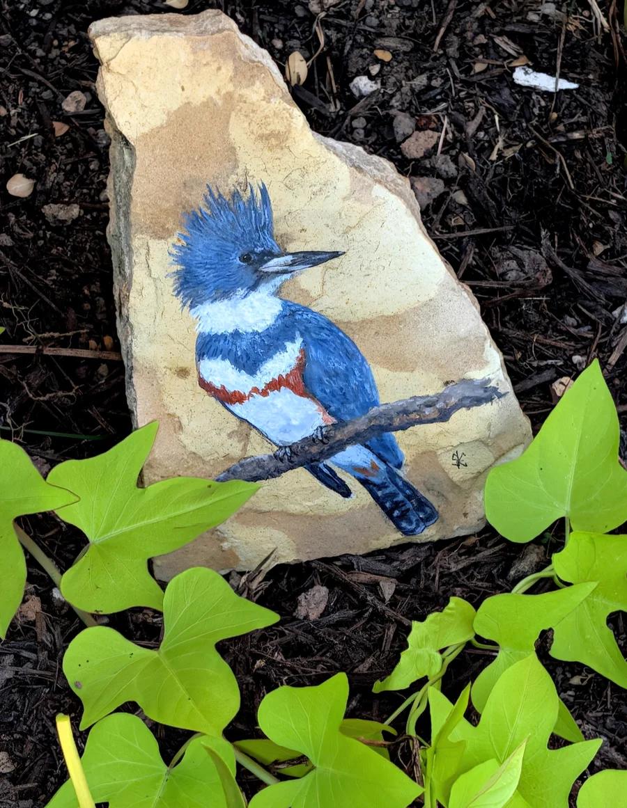 Belted Kingfisher Welcome Stone
